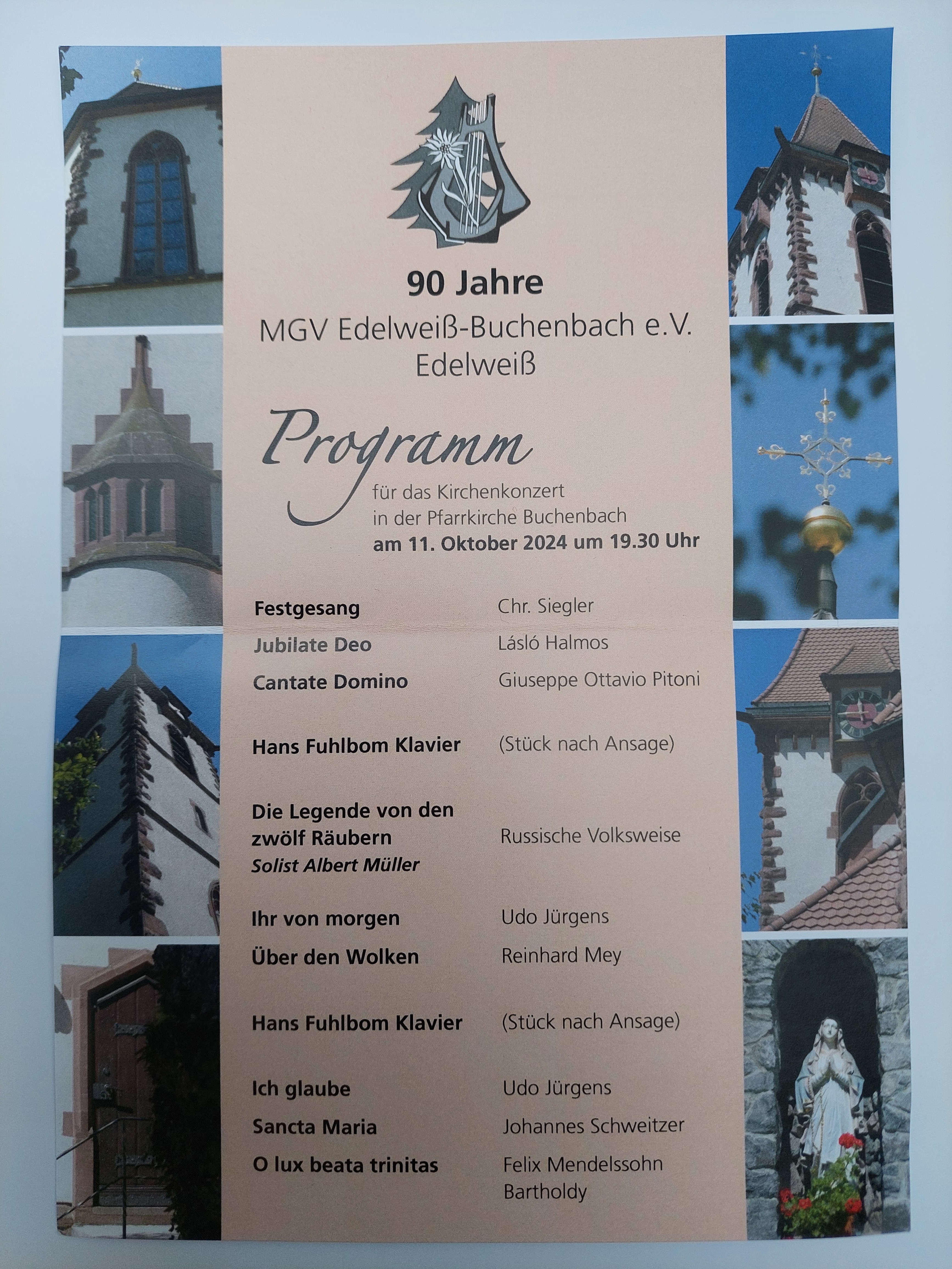 Konzertankündigung zum Kirchenkonzert 2024