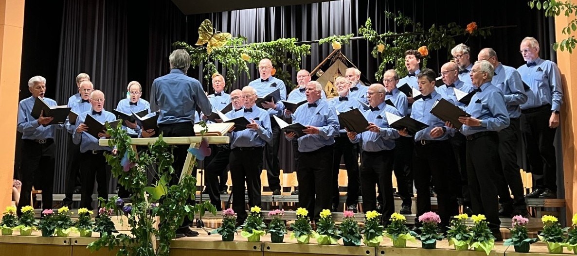 Der Männerchor auf der Bühne der Sommerberghalle